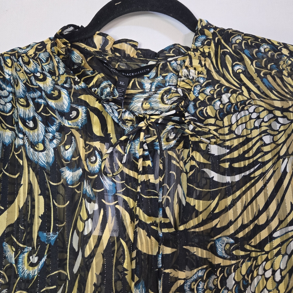 WHBM Women Size XL Elegant Silky Tunic Print Women's Blouse NWT - Picture 6 of 12